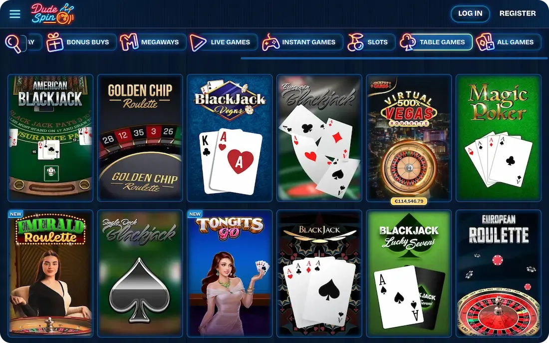 dudespin casino table games