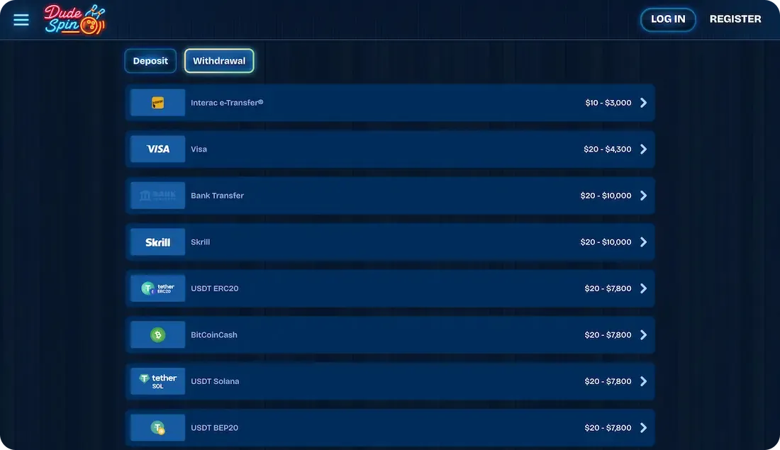 dudespin casino payouts