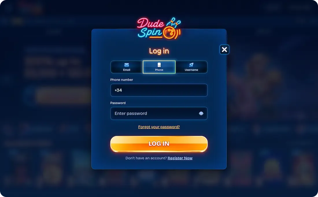 dudespin casino phone login