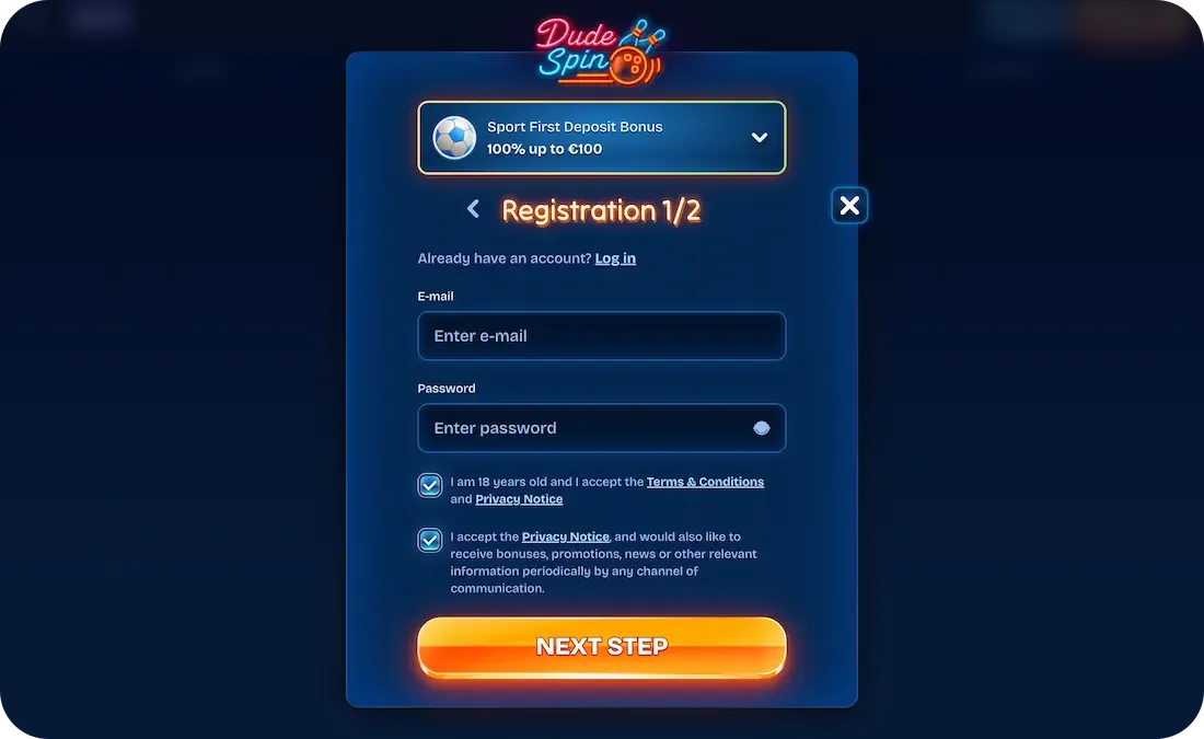 dudespin casino registration