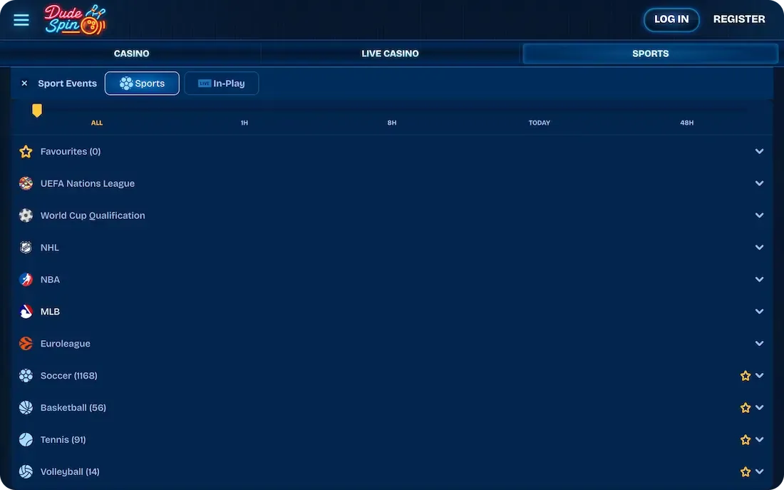 dudespin casino sport options